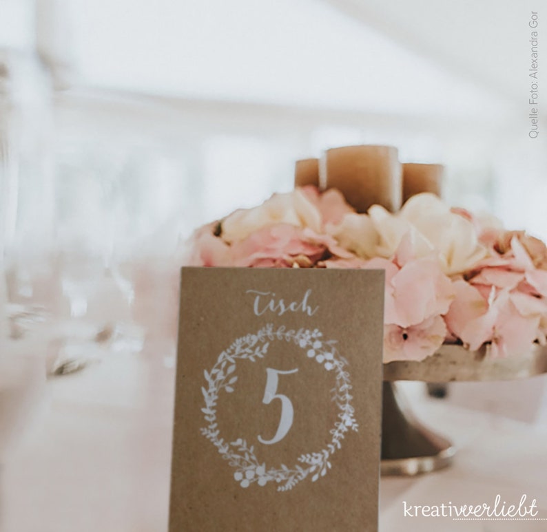 Tischnummern Hochzeit, Vintage, 2 Formate, 6 Farben bild 6