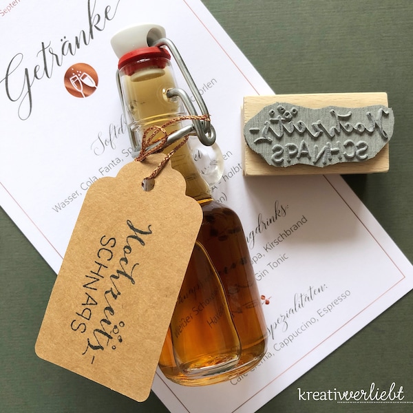 Stempel Gastgeschenke, Hochzeit, Schnaps