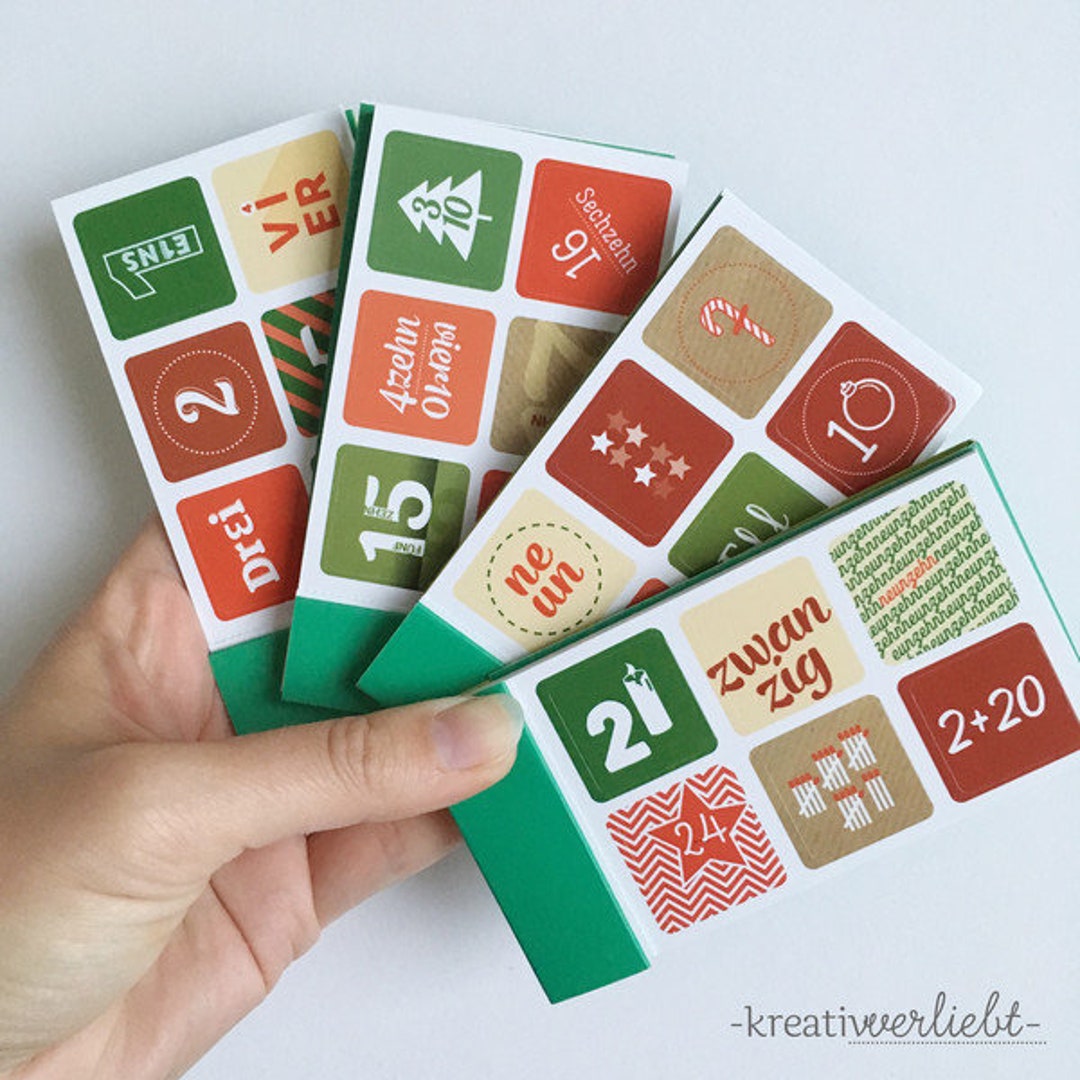 Sticker Advent Calendar Numbers Colourful Etsy