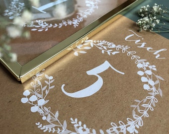 Tischnummern Hochzeit, Vintage, 2 Formate, 6 Farben