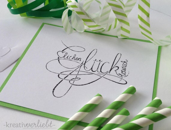 Stempel Geburtstag, Herzlichen Glückwunsch, Handlettering