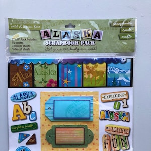 Alaska Scrapbook douane, Alaska thema papier, Alaska Stickers Scrapbook Kit, Alaska Vintage, Scrapbook Alaska, Alaska Scrapbooking