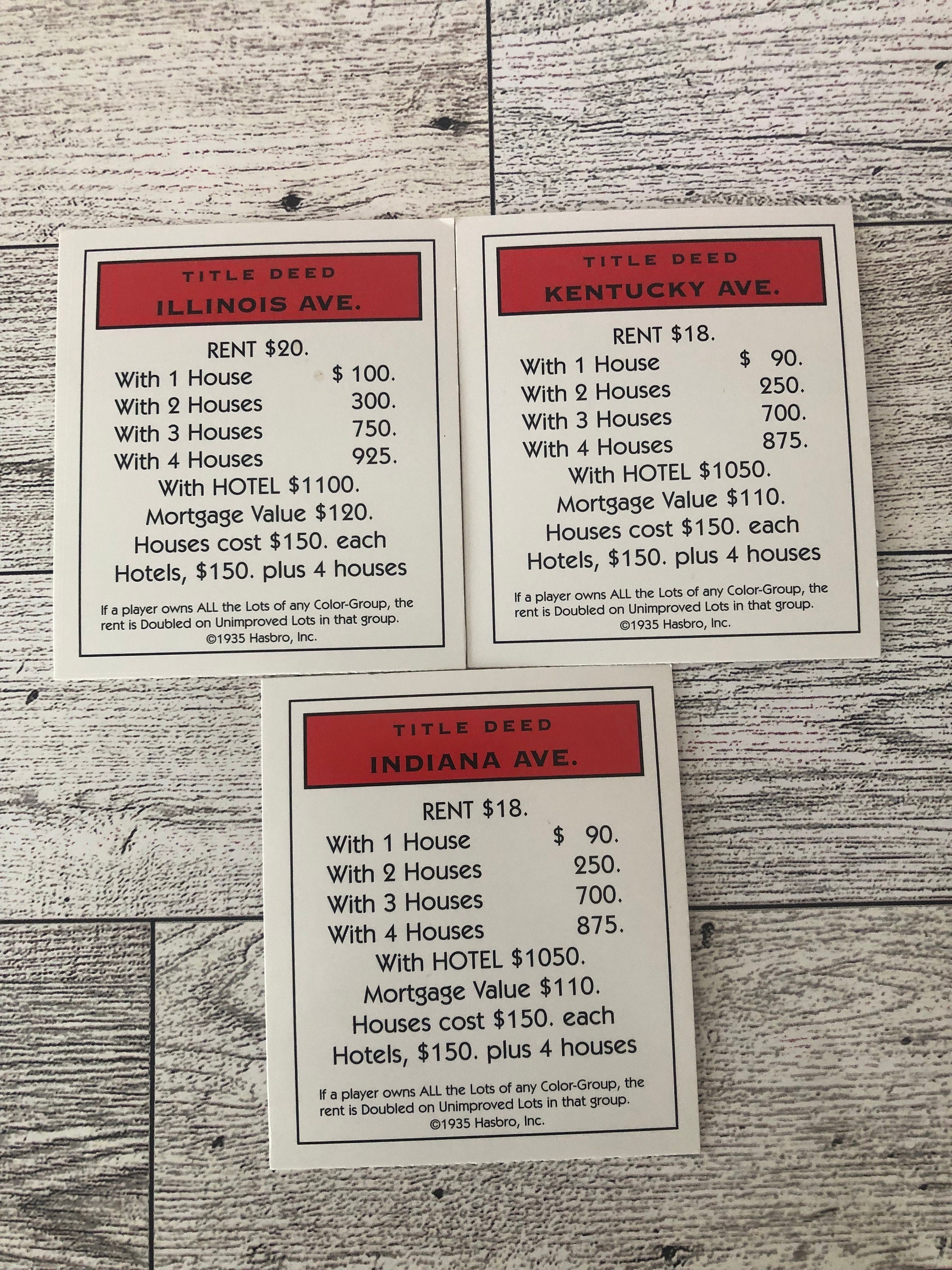 You Pick Monopoly Deed Cards, Vintage Monopoly Title Cards , Monopoly ...