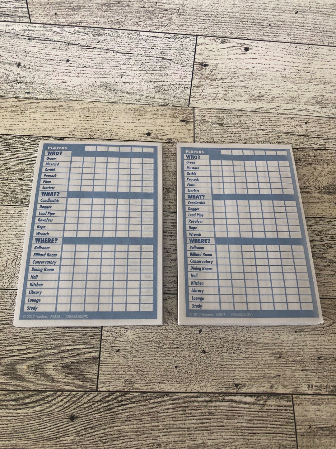 Clue Replacement Sheets, Clue Game Suspect Log Sheets, Vintage Clue ...