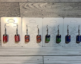 Mini Soda Can Dangle Earrings: Novelty Stainless Steel Earrings