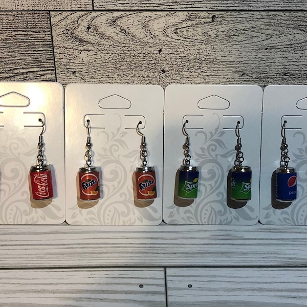 Miniature Soda Can Earrings, Novelty Mini Soda Earrings, Unique Novelty Earrings, Dangle Earrings, Soda Pop Can Earrings, Soda Pop Earrings