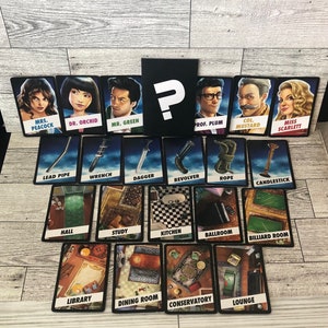 Jeu de cartes de rechange pour jeu de société indice, Cartes de rechange indice, Cartes indice, Cartes de jeu indice, Cartes à jouer indice Pièces pour suspects Armes