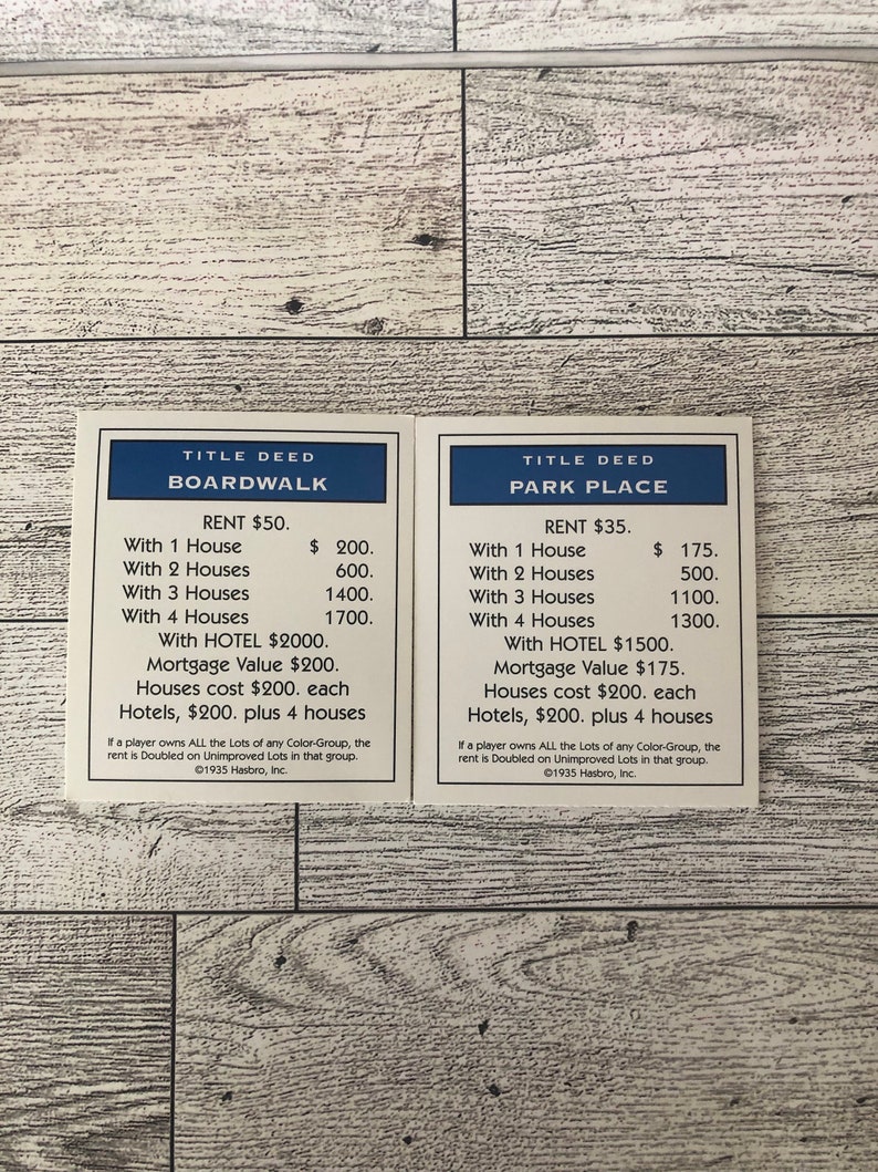 Vintage Monopoly Deed Cards: You Choose Replacement Game Pieces - Etsy