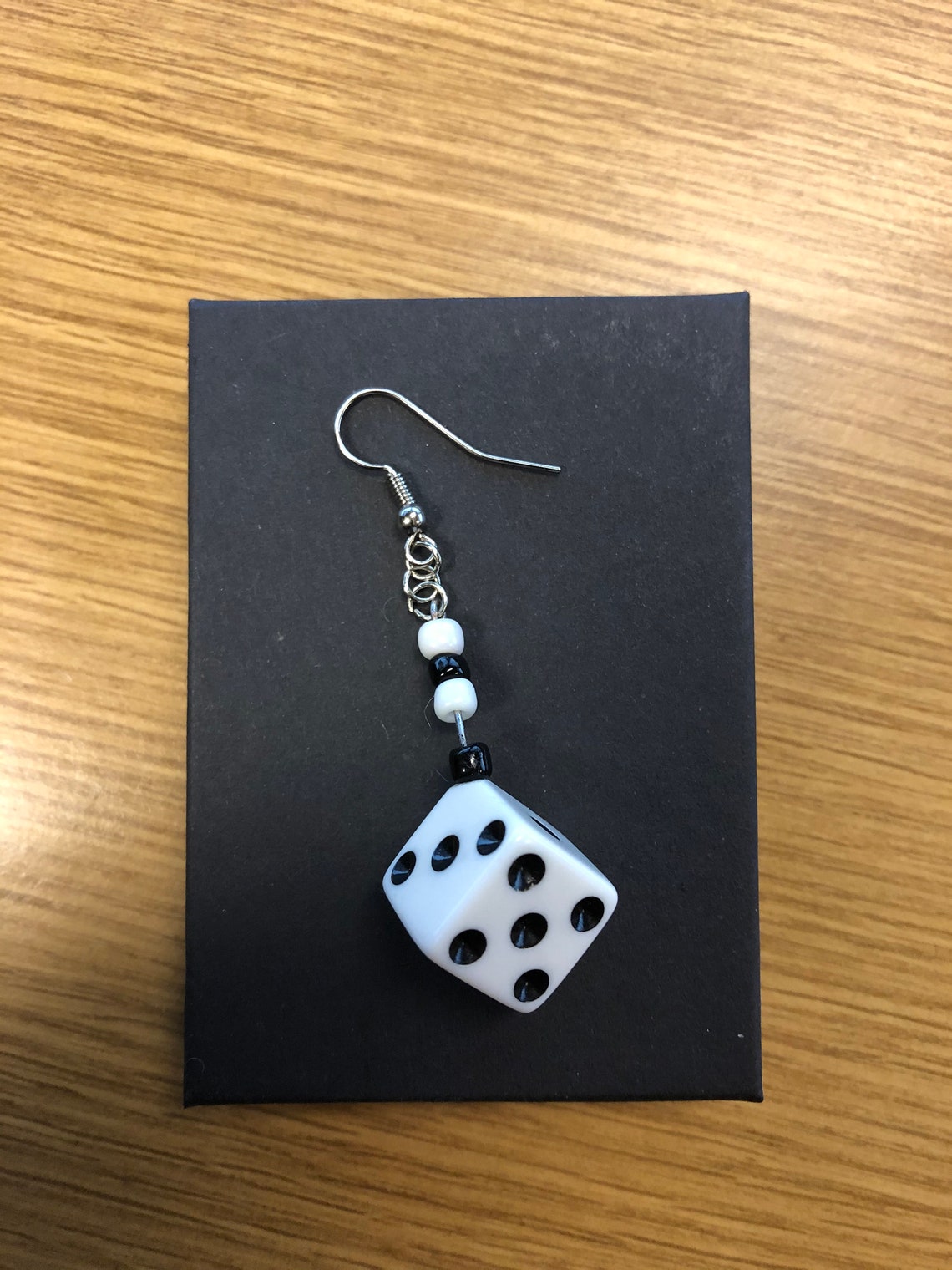 Black and White Dice Dangle Earrings D6 Dice Earrings Lucky Etsy