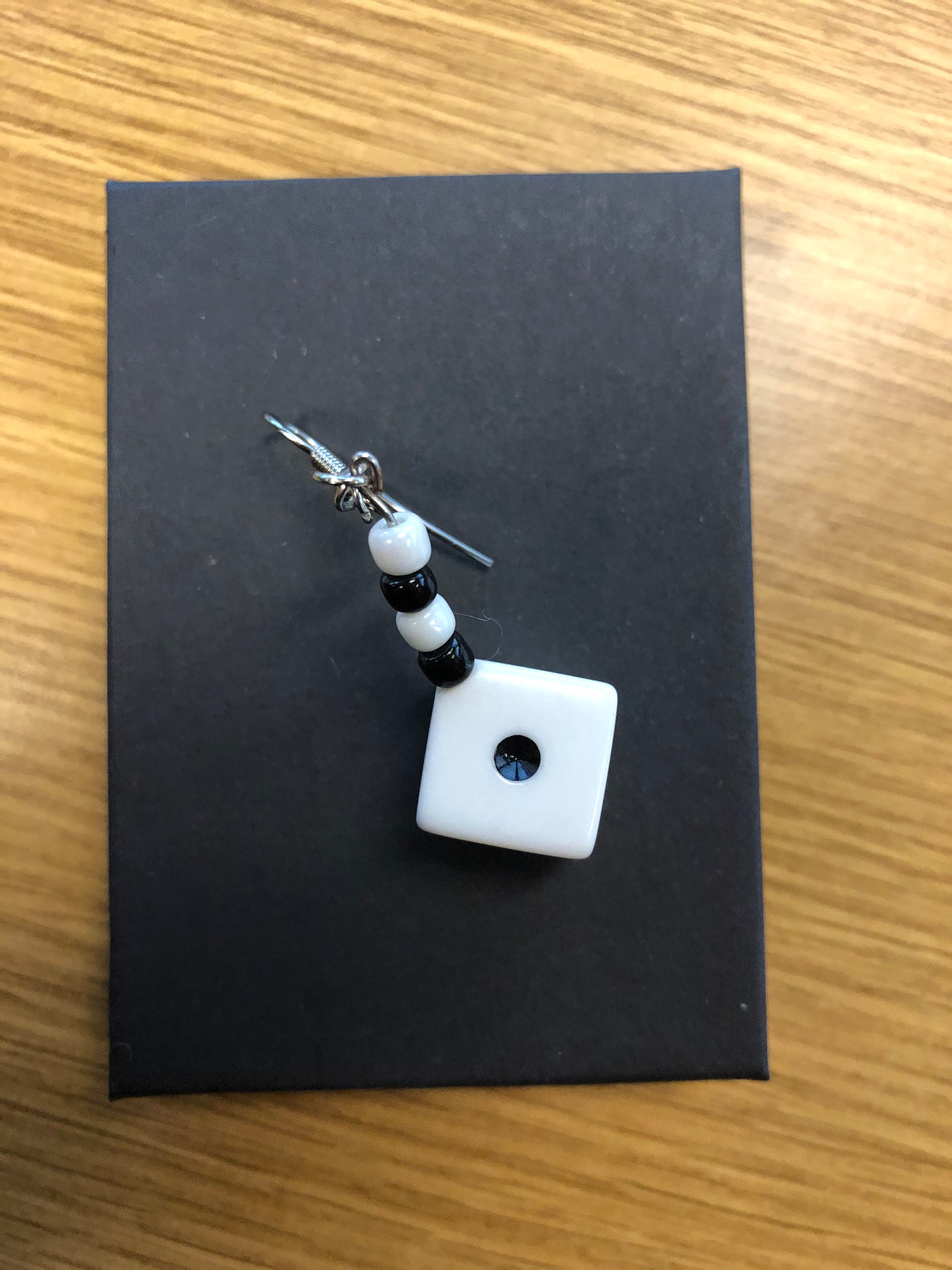 Black and White Dice Dangle Earrings D6 Dice Earrings Lucky Etsy