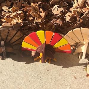 Thanksgiving Turkey Wood Hand Crafted, Wood Thanksgiving Decor, Turkey Centerpiece, Wood Turkey Decoration, Cute Turkey Craft