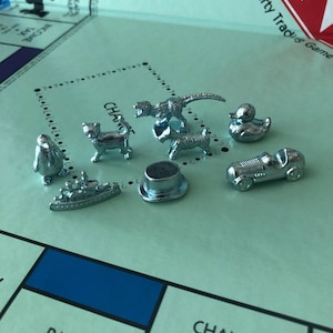 Metal Monopoly Tokens, Dinosaur Game Piece Monopoly, Metal Game tokens, Metal Game Tokens, Metal Game Pieces, Monopoly Replacement Pieces