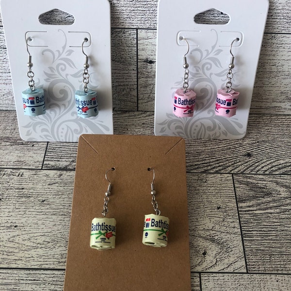 Toilet Paper Earrings, TP Earrings, Toilet Paper Jewelry, Weird Earrings, Crazy Earrings, Oddity Earrings, Unique Earrings, Cool Earrings