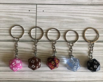D20 Dice Keychain: Dungeons and Dragons Gamer Gear