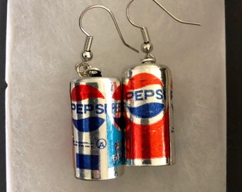 Miniature Soda Can Dangle Earrings: Novelty Pop Can Jewelry