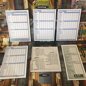 Vervangingsvellen voor hints, logboeken voor verdacht spelverdachte, vintage scoreblad voor hints van spelverklikkers, logboek voor hintspelletjes, kladblokken voor hints