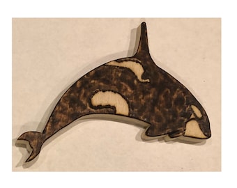 Houten orka-ornament, orkadecor Alaska