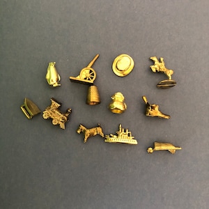 Metal Monopoly Pieces, Monopoly Game Tokens, Gold Monopoly Custom, Gold Tone Edition Gold Monopoly Tokens, Colored Gold Monopoly Pieces