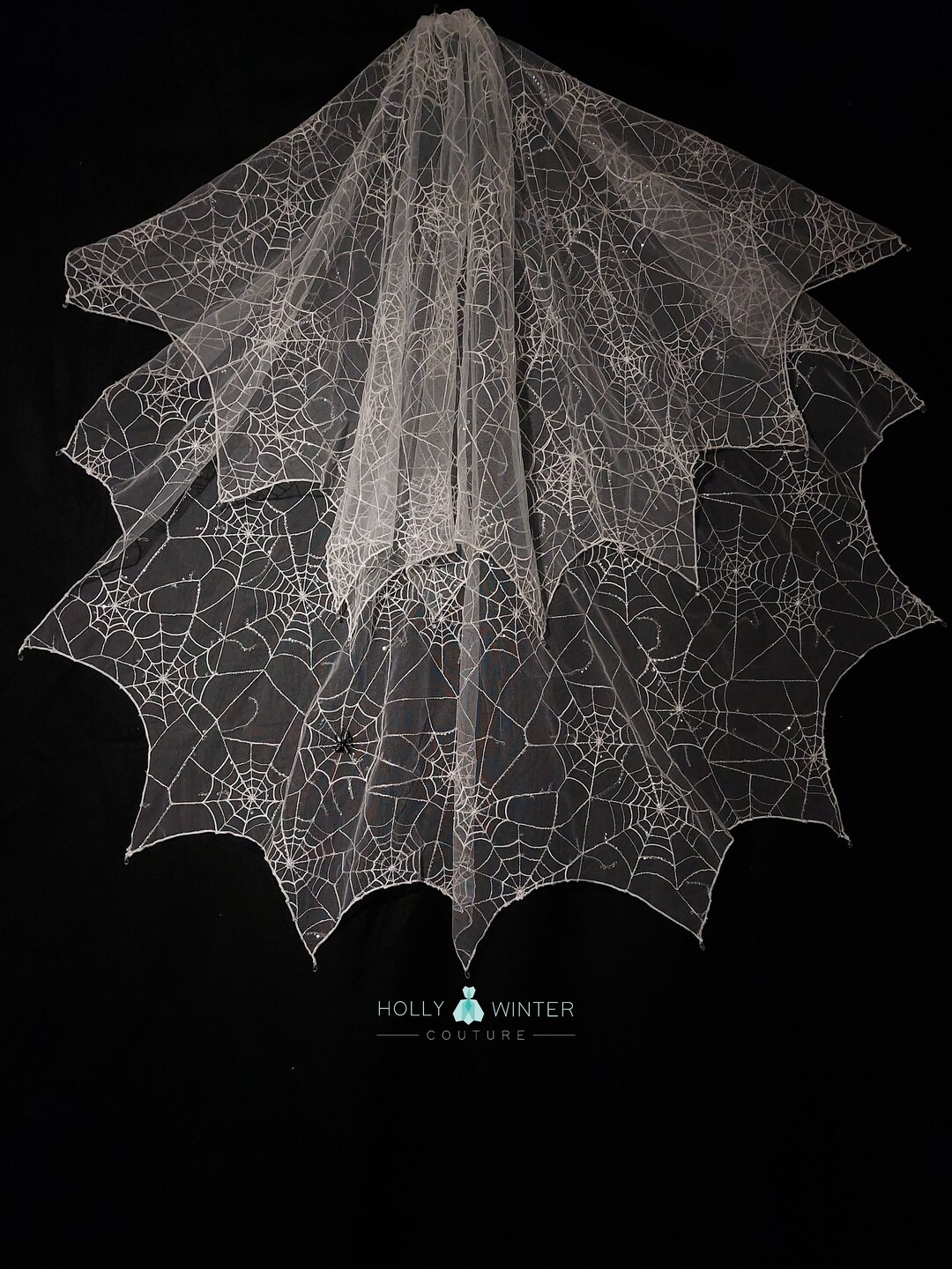 Cobwebs & Crystals Gothic Spiderweb Wedding Fingertip Veil Etsy