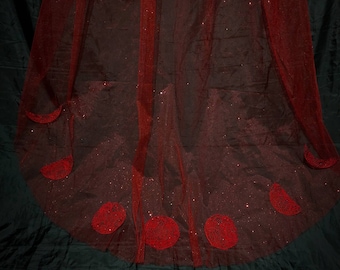 BLOOD MOON gothic glittering red moon phase veil