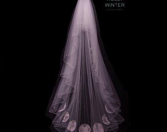 Celestial veil: This is not a phase. Phases of the moon, chapel length ivory and silver embroidered veil