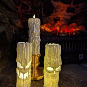 Hauntingly Beautiful 3D Printed Spooky Face Candles with flickering LED light