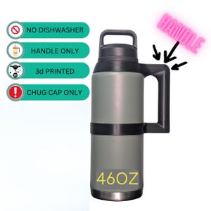 46oz Handle Compatible with Yeti Rambler | HUGE Tumbler Handle for Large Cups | Adaptive Ergonomic Grip for Easy Use