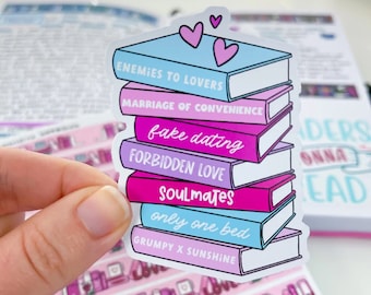 Romance Book Trope Stack Vinyl Decal Sticker | Bookish Stickers | Reading Journaling Stationery