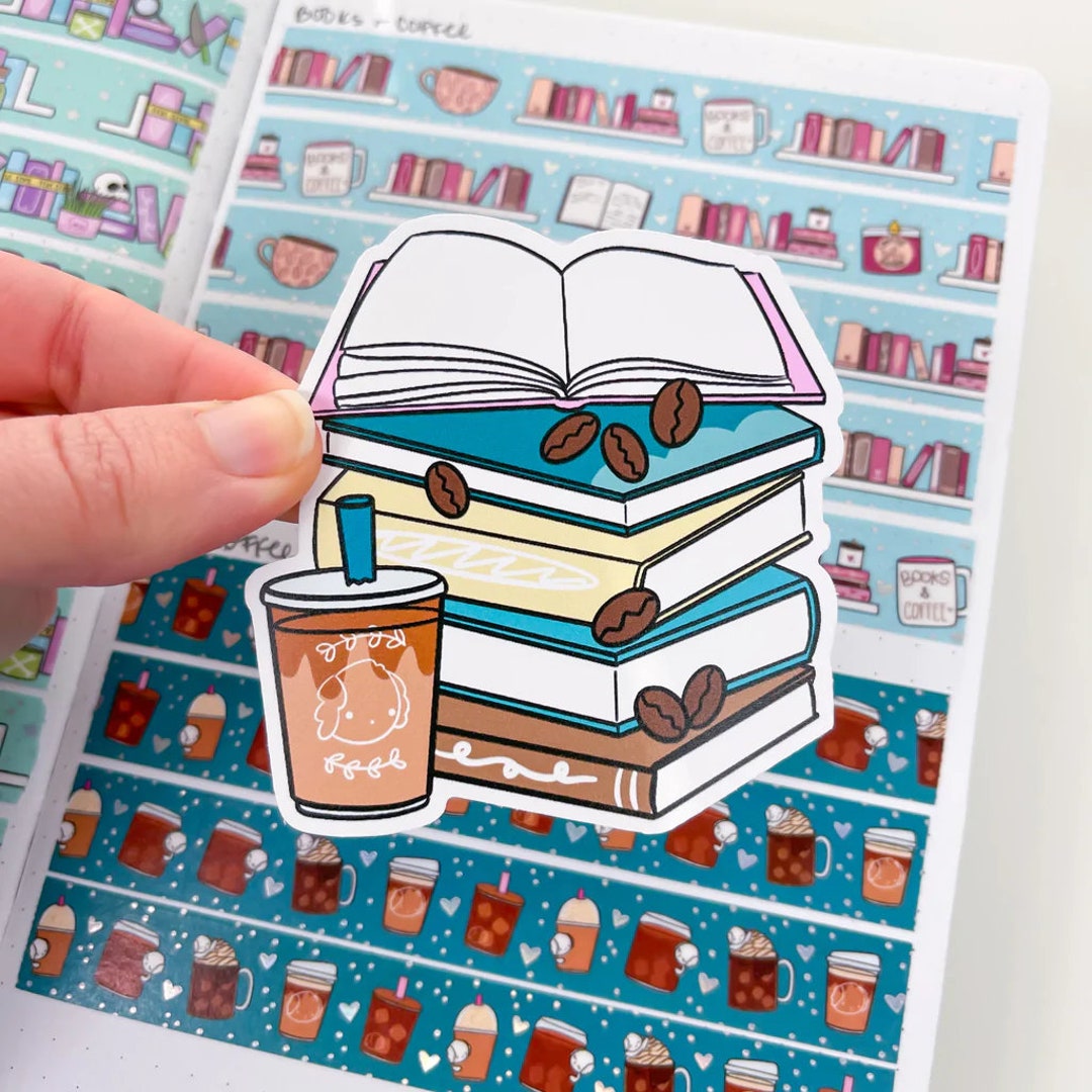 Iced Coffee Book Stack Vinyl Decal Sticker | Bookish Stickers | Reading ...