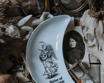 Ceramic moon shaped plate- Sister of the Moon