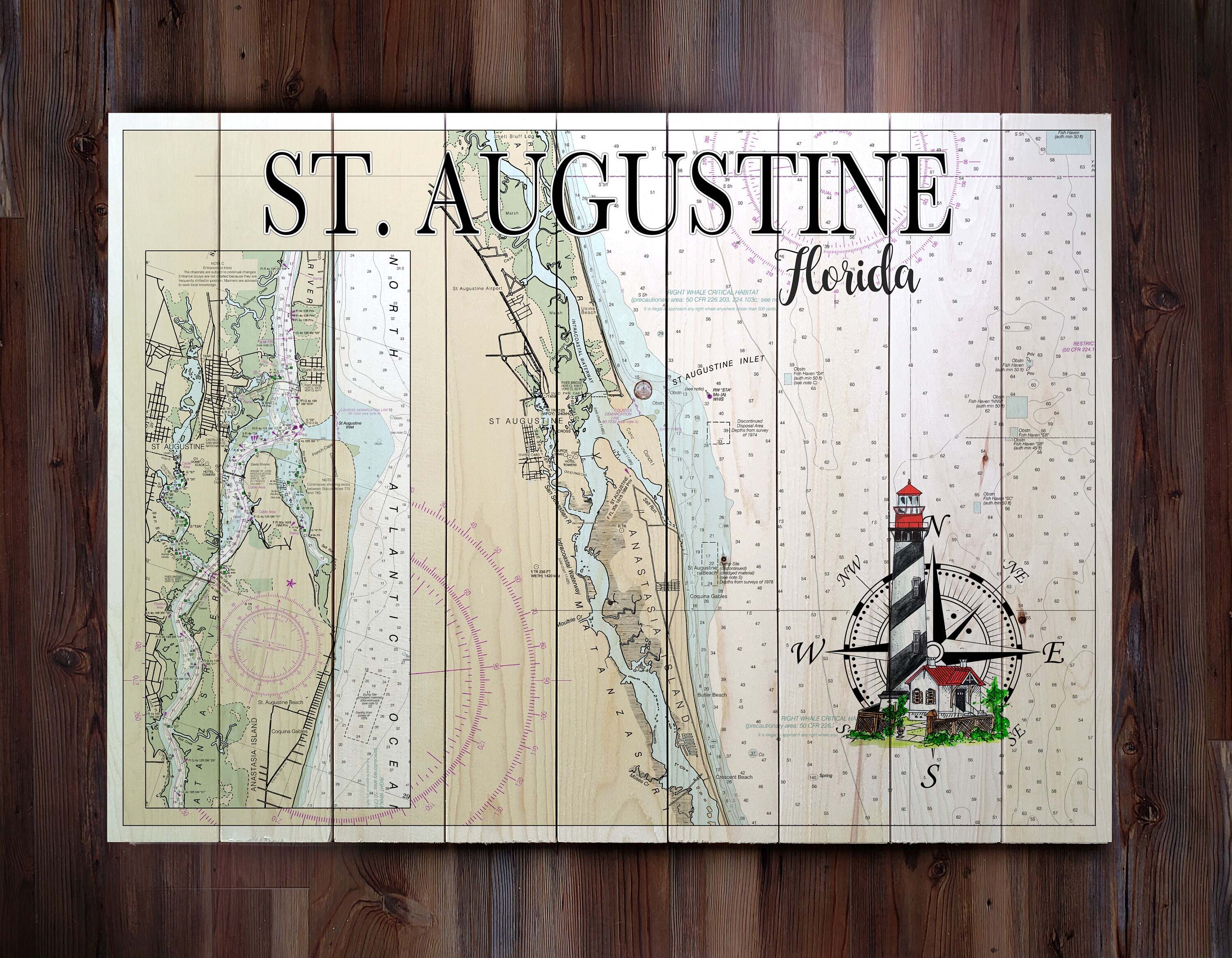 St. Augustine FL Wood Wall Hanging Map Signs Etsy