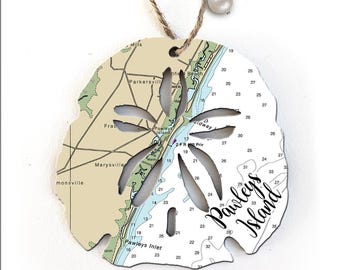 Pawleys Island, SC Sand Dollar Shaped Wood Ornament