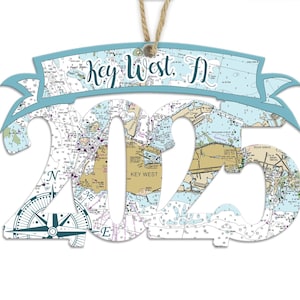 Key West, FL Custom 2025 Shaped Wood Map Ornament