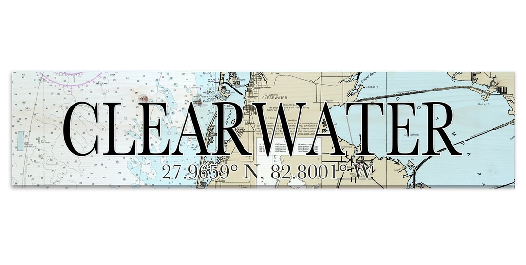 Clearwater FL Wood Wall Hanging Map Signs Etsy