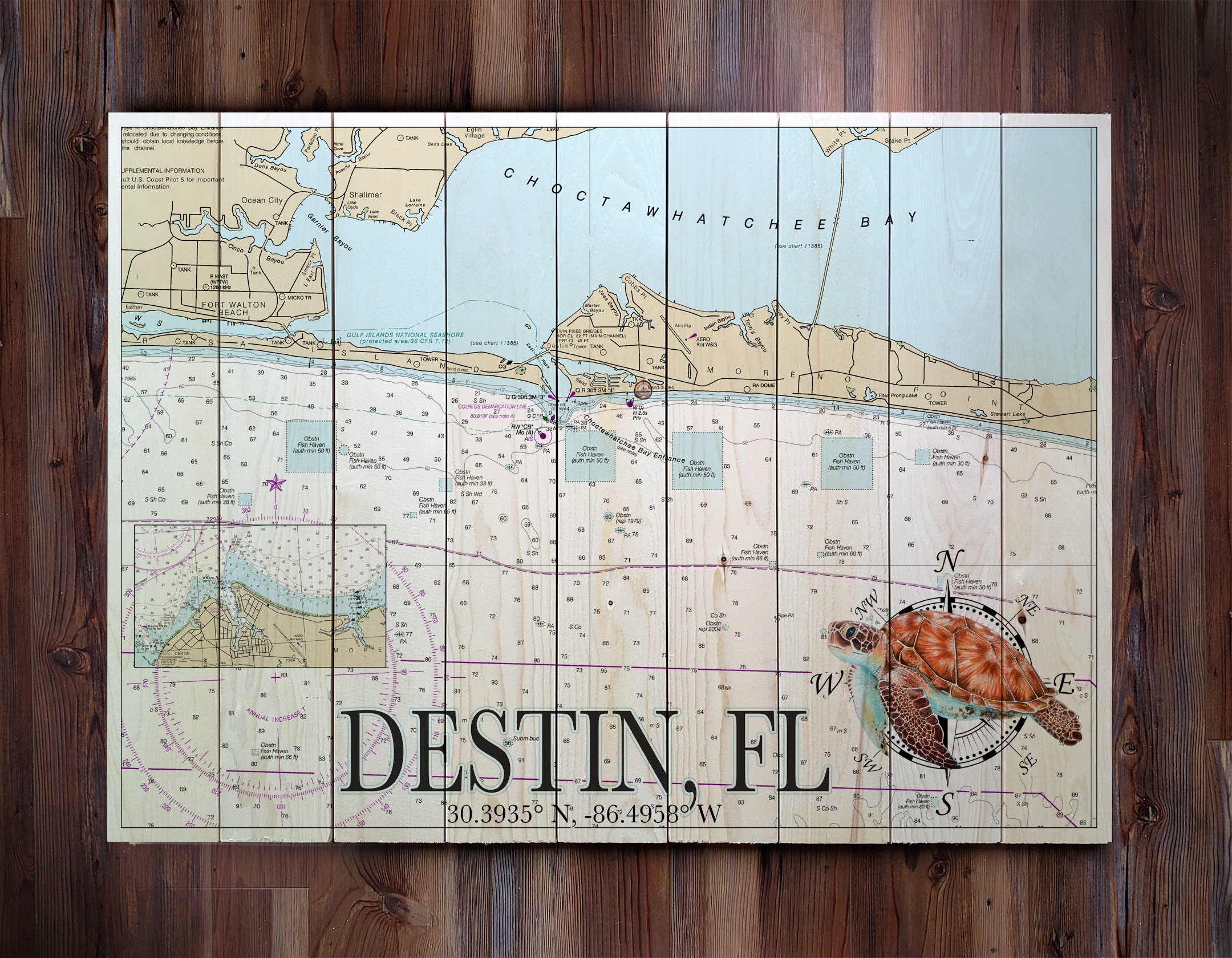 Destin Fl Wood Wall Hanging Map Etsy