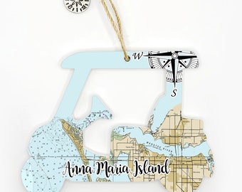 Anna Maria Island, FL Golf Cart Wood Ornament