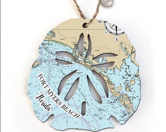 Ft. Myers Beach, FL Shaped Wood Map Ornaments-Various Shapes