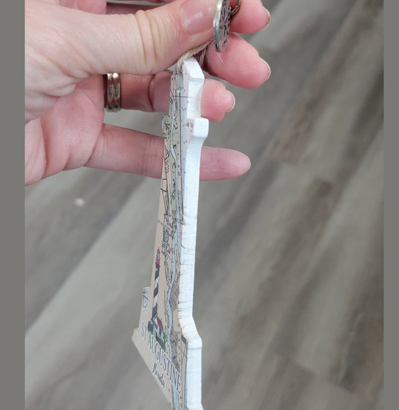 Newport, RI Rose Island Lighthouse Shaped Wood Map Ornament Etsy