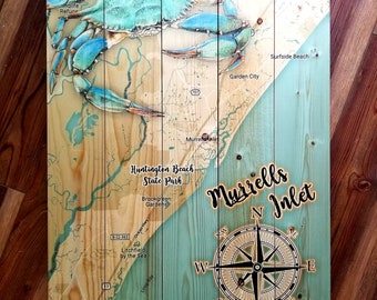 Murrells Inlet, SC Wood Pallet Style Wall Map
