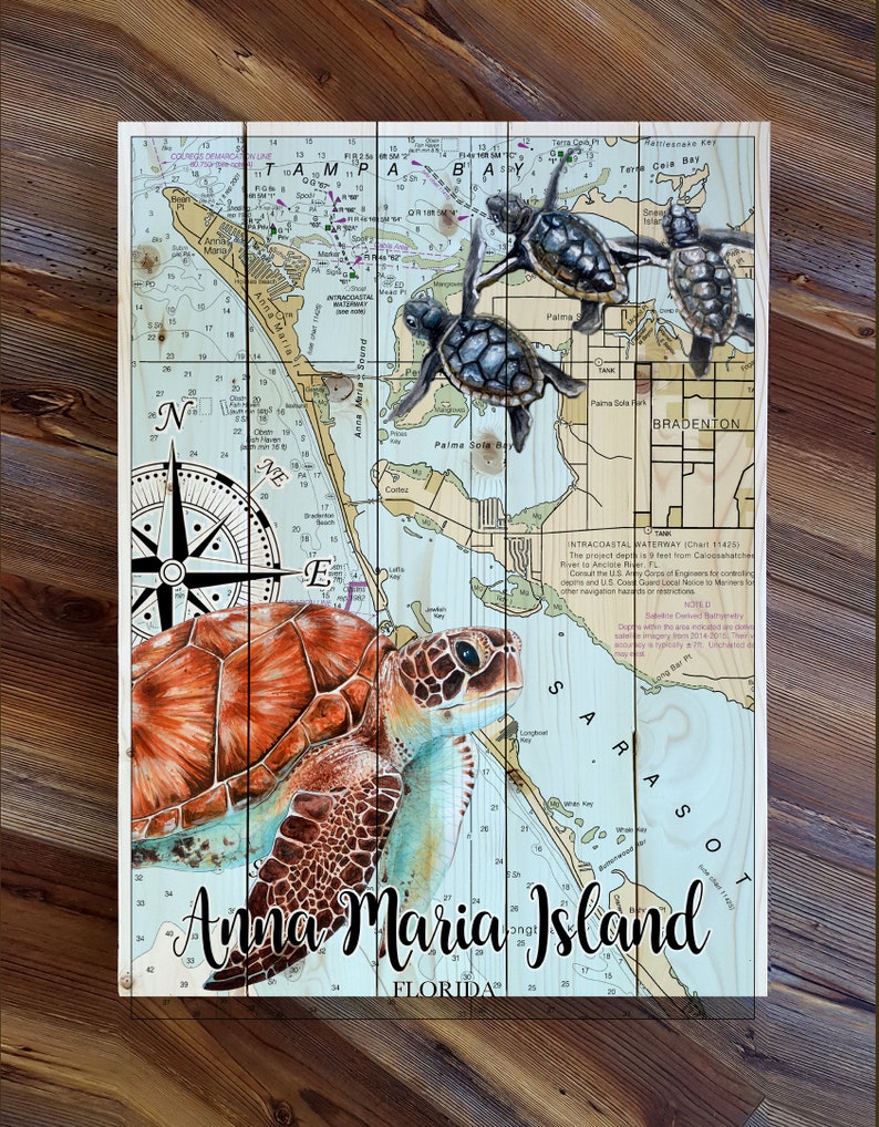 Anna Maria Island FL Wood Wall Hanging Maps Etsy