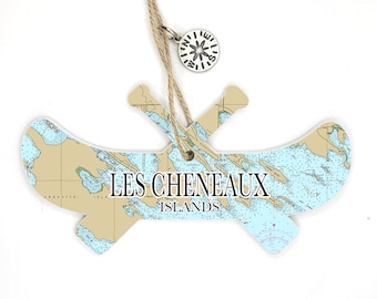 Les Cheneaux Islands, MI Canoe Wood Ornament