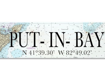 Put-In-Bay Wood Map, Lake Erie Islands Wall Art