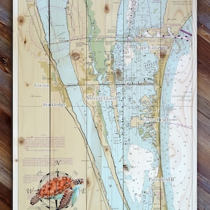 Indian River Florida-kaart in palletstijl met een kompasroos