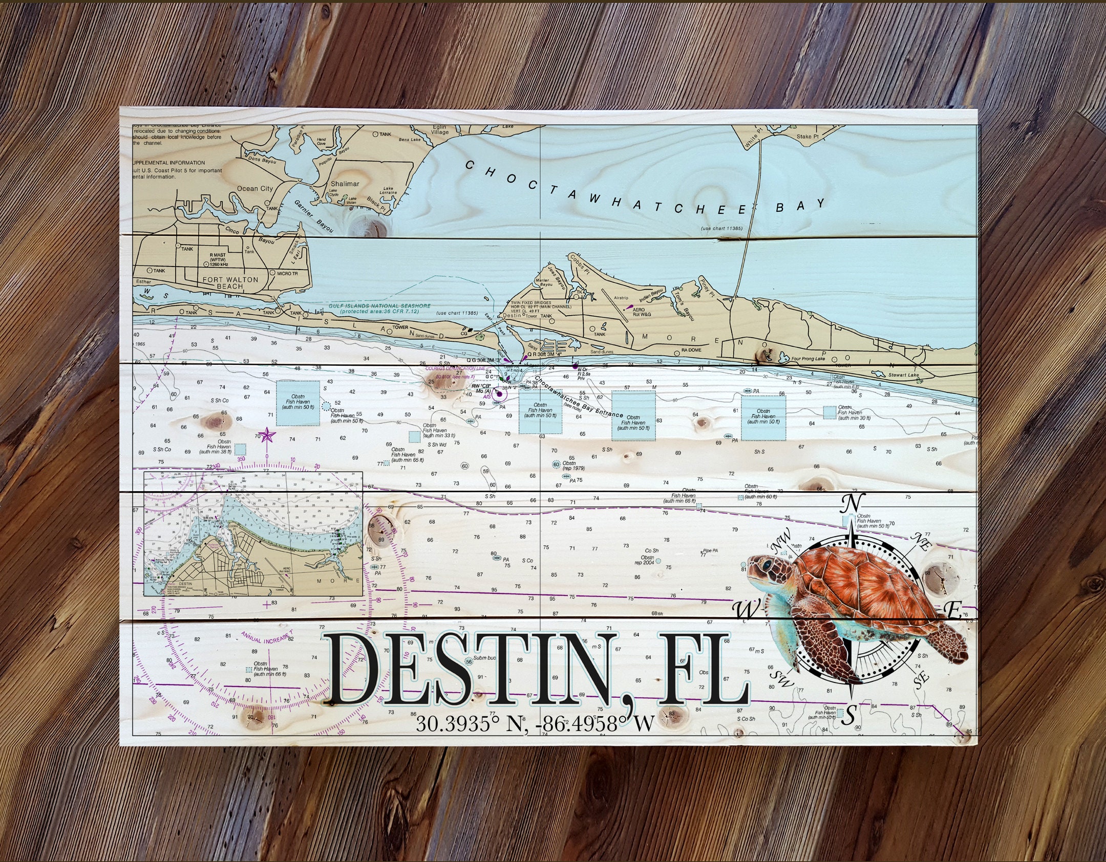 Destin Fl Wood Wall Hanging Map Etsy