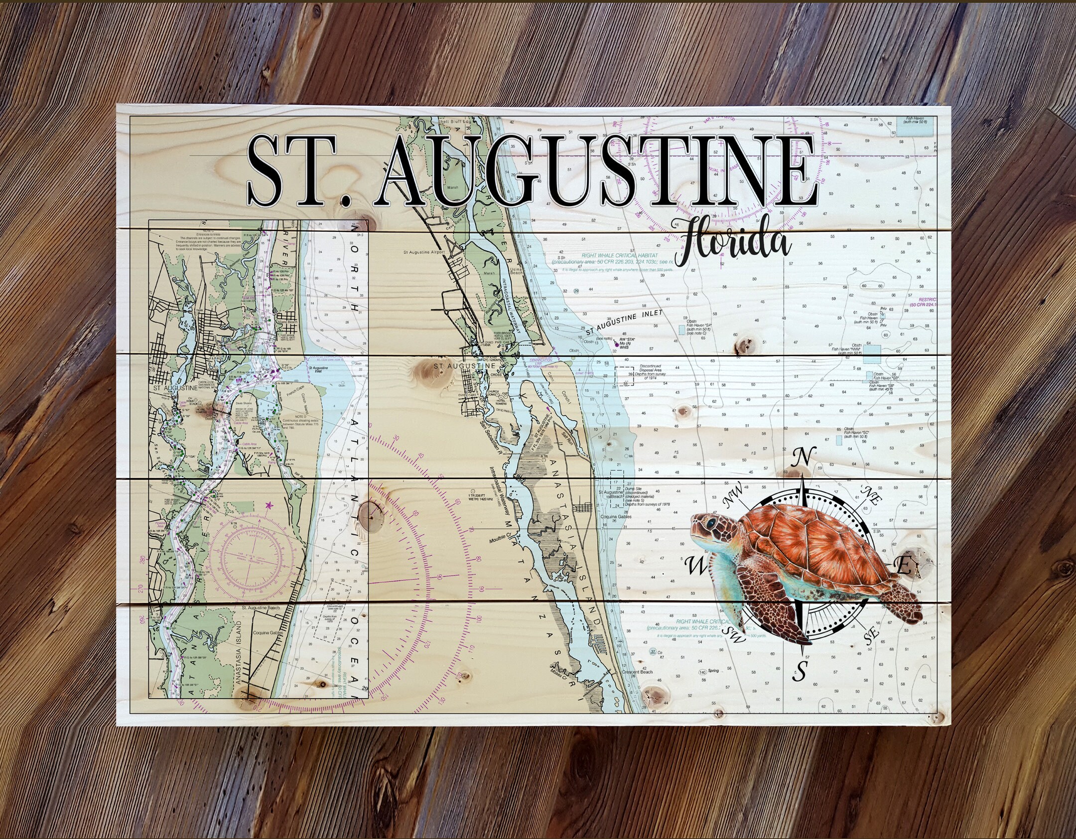 St. Augustine FL Wood Wall Hanging Map Signs Etsy