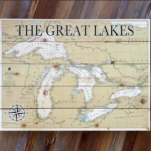Great Lakes Wood Wall Hanging Maps- Great Lakes, Lake Michigan, Lake Huron, Lake Superior