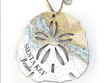 Siesta Key, FL Shaped Wood Map Ornaments-Various Shapes!