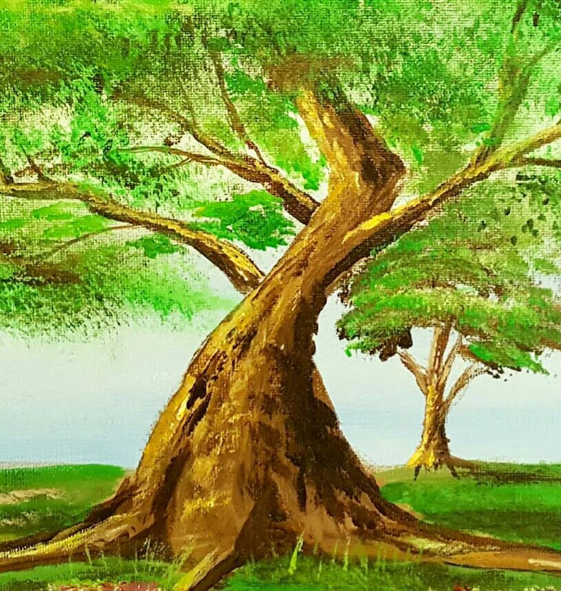 Oak Tree Painting Summer Tree Art Nature Artwork Spring Etsy