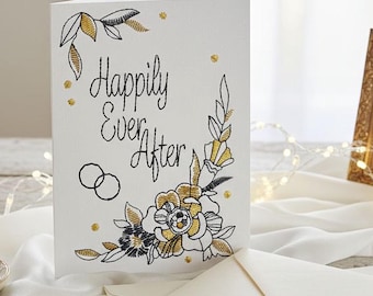 Happily Ever After Embroidered A7 Card - In the Hoop Machine Embroidery Design