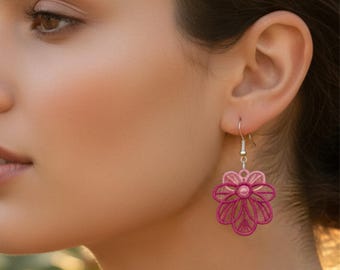 Wearable Freestanding Lace Earrings Machine Embroidery Design